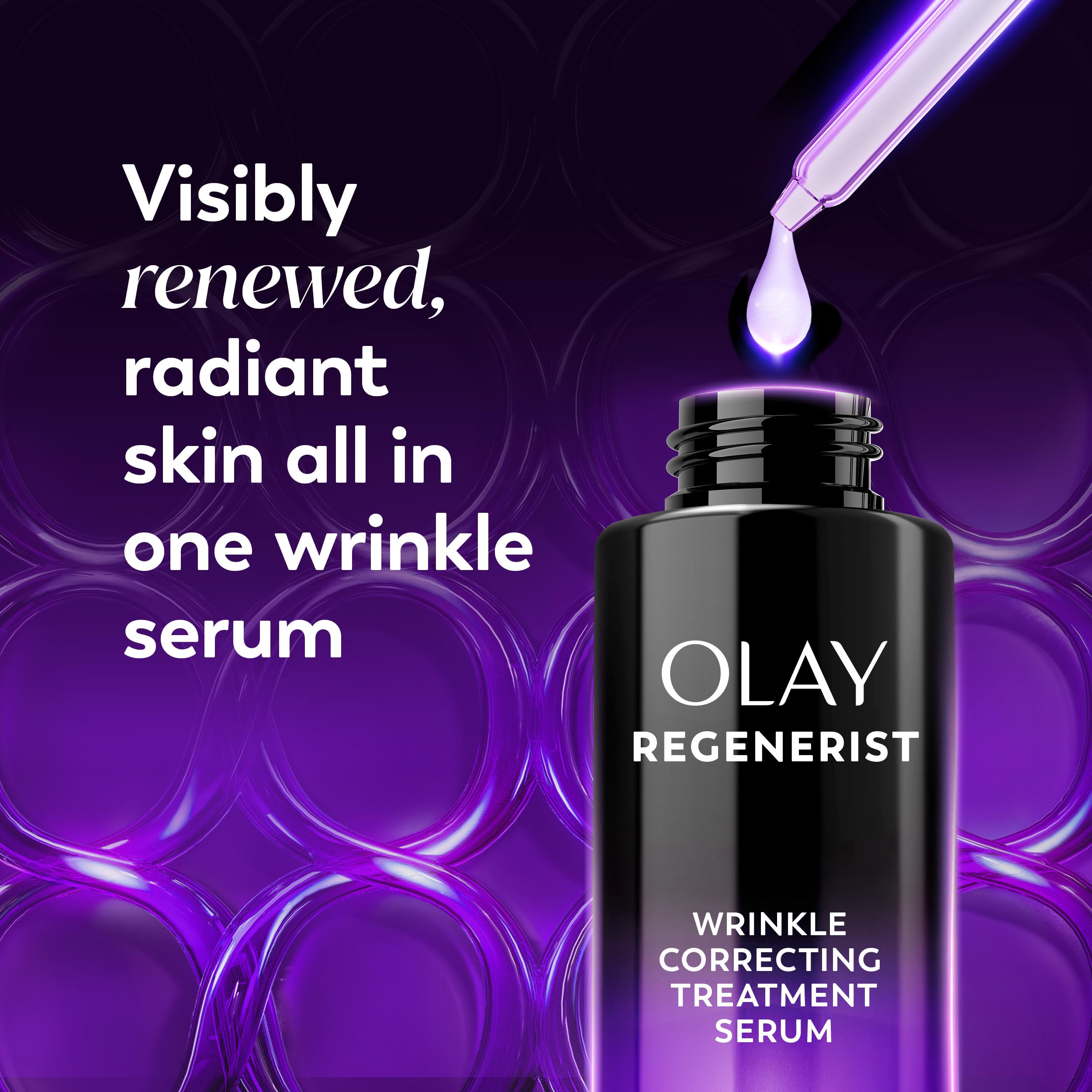 Close-up of the pump on Olay Regenerist Retinol Serum bottle for easy nightly application.