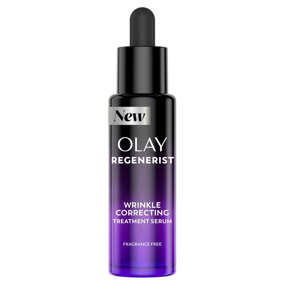 Olay Regenerist Resurfacing Retinol Serum bottle ready for daily hydration and wrinkle care.