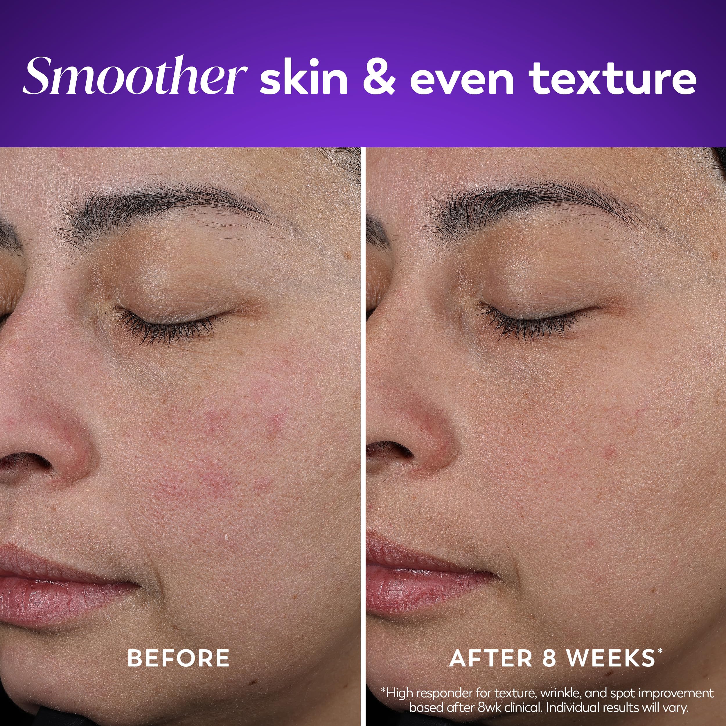 Olay Regenerist Retinol Night Cream ingredients panel with peptides icons.