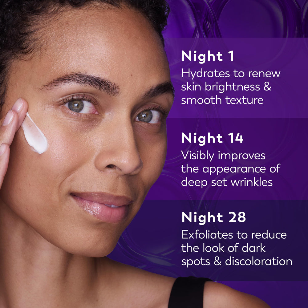 Ingredients panel highlights Pro-Retinol and peptides for potential wrinkle support