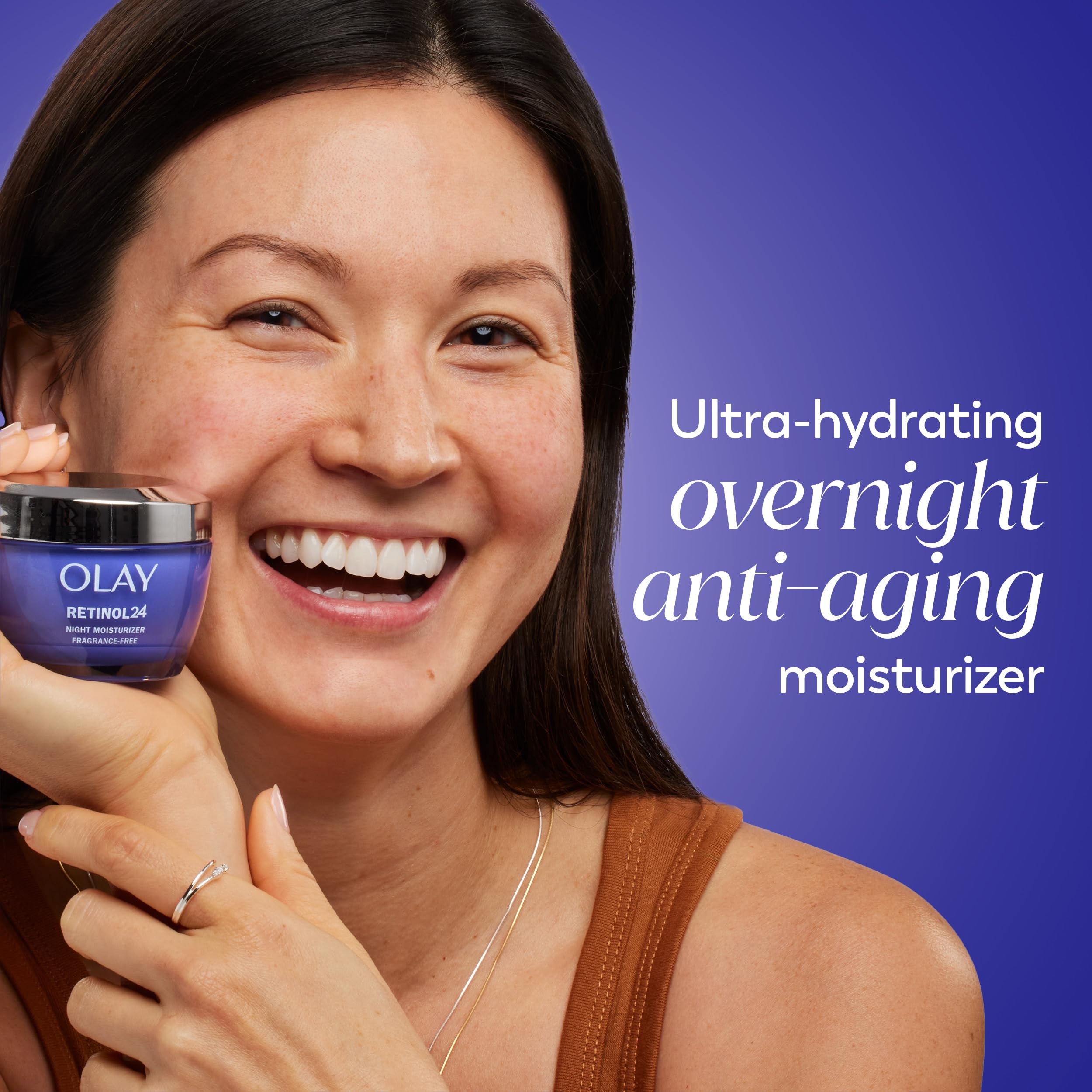 Label view emphasizes fragrance-free formula for daily evening use.