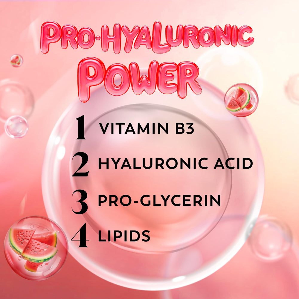 Drops of serum complex visible on skin.