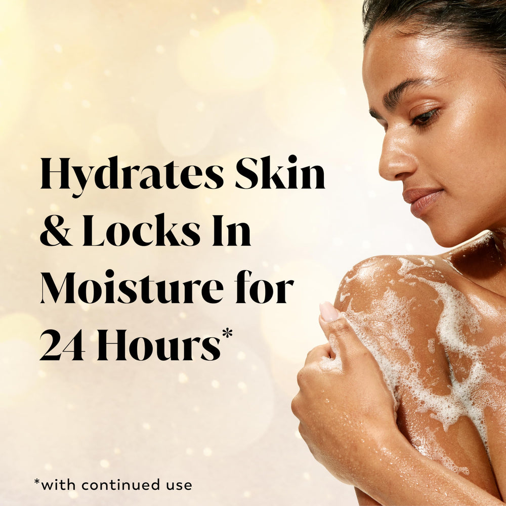 Olay Spoonful of Sugar bottle pour demonstrates easy lather and cleansing