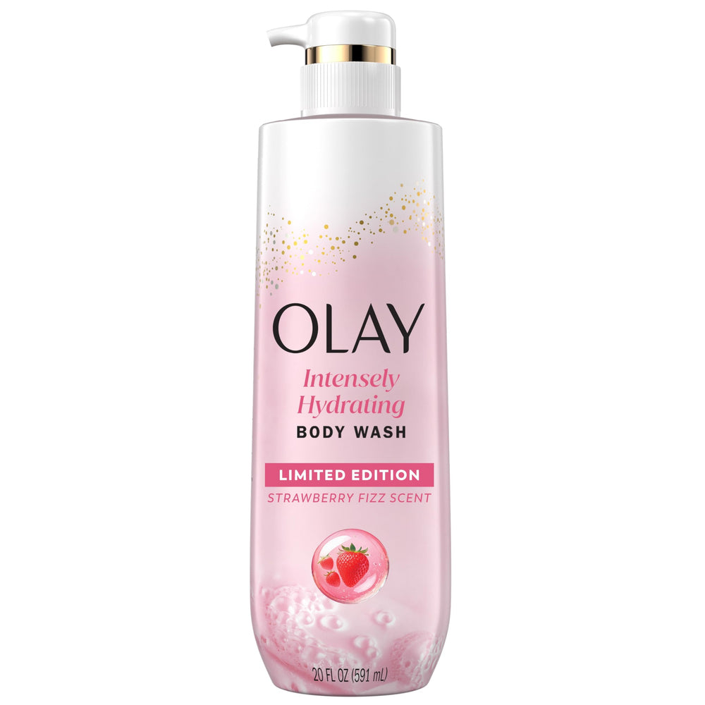Olay Strawberry Fizz bottle shows the limited-edition scent for a refreshing shower ritual