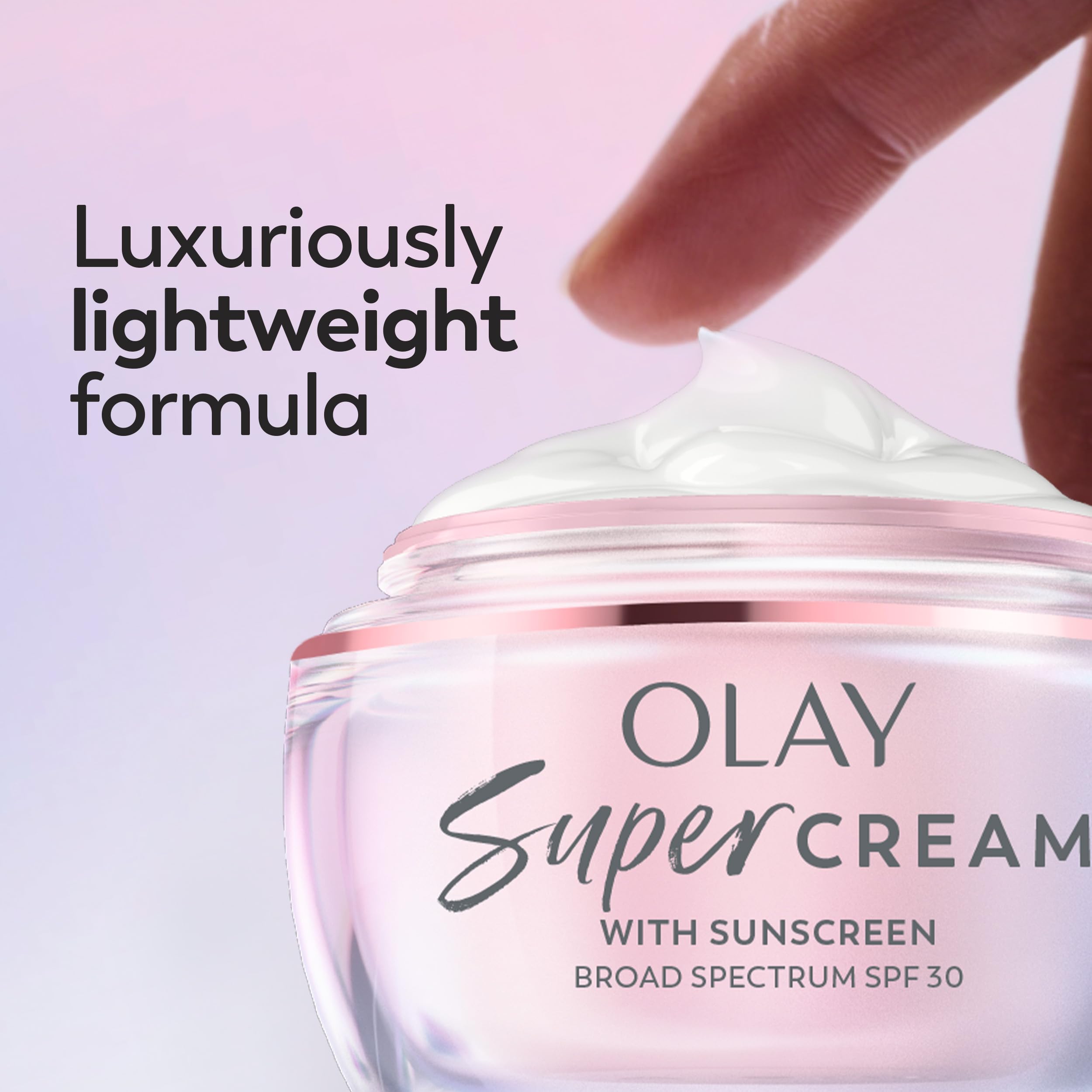 Olay Super Cream SPF 30 in use on the face showing smooth prep