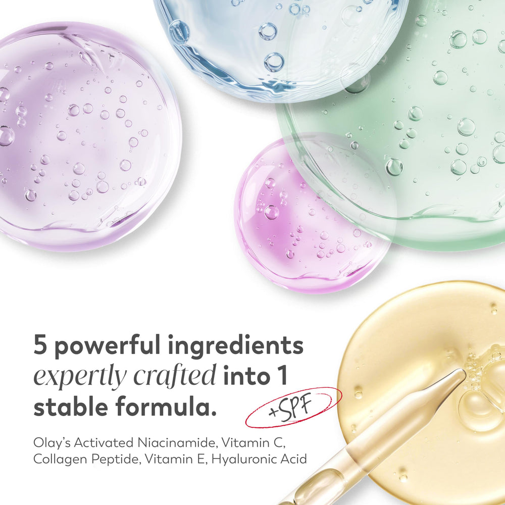 Olay Super Cream SPF 30 jar with swatch shows dewy glow
