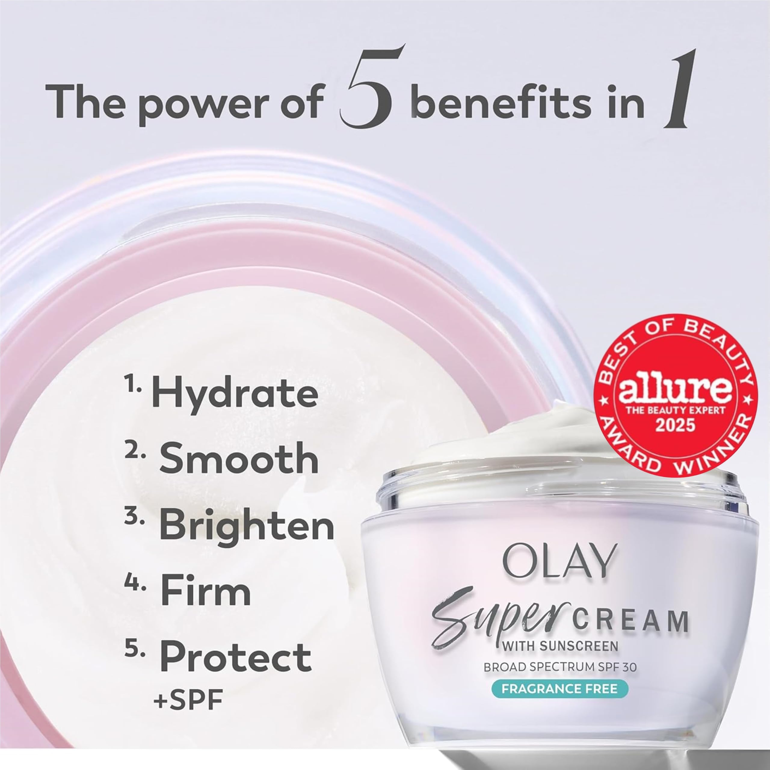 Olay Super Cream SPF 30 texture close-up with smooth finish