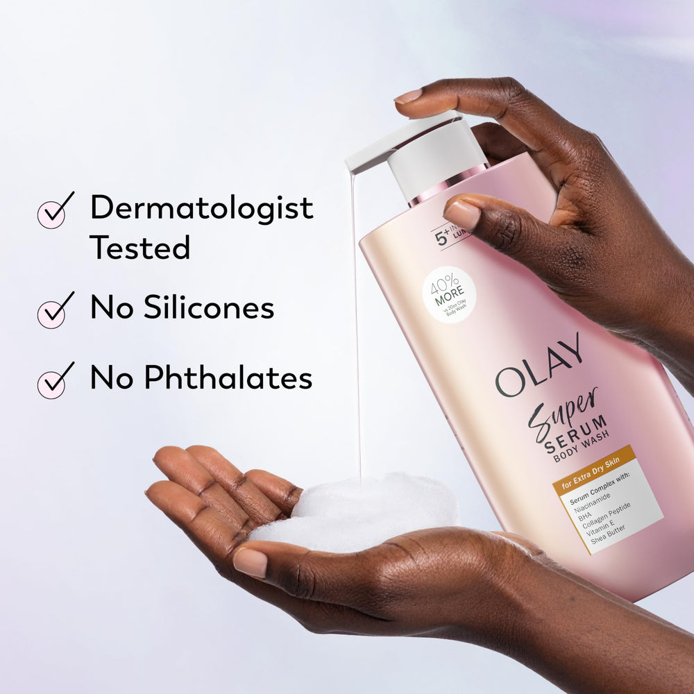 Olay Super Serum Body Wash firming feel during daily shower