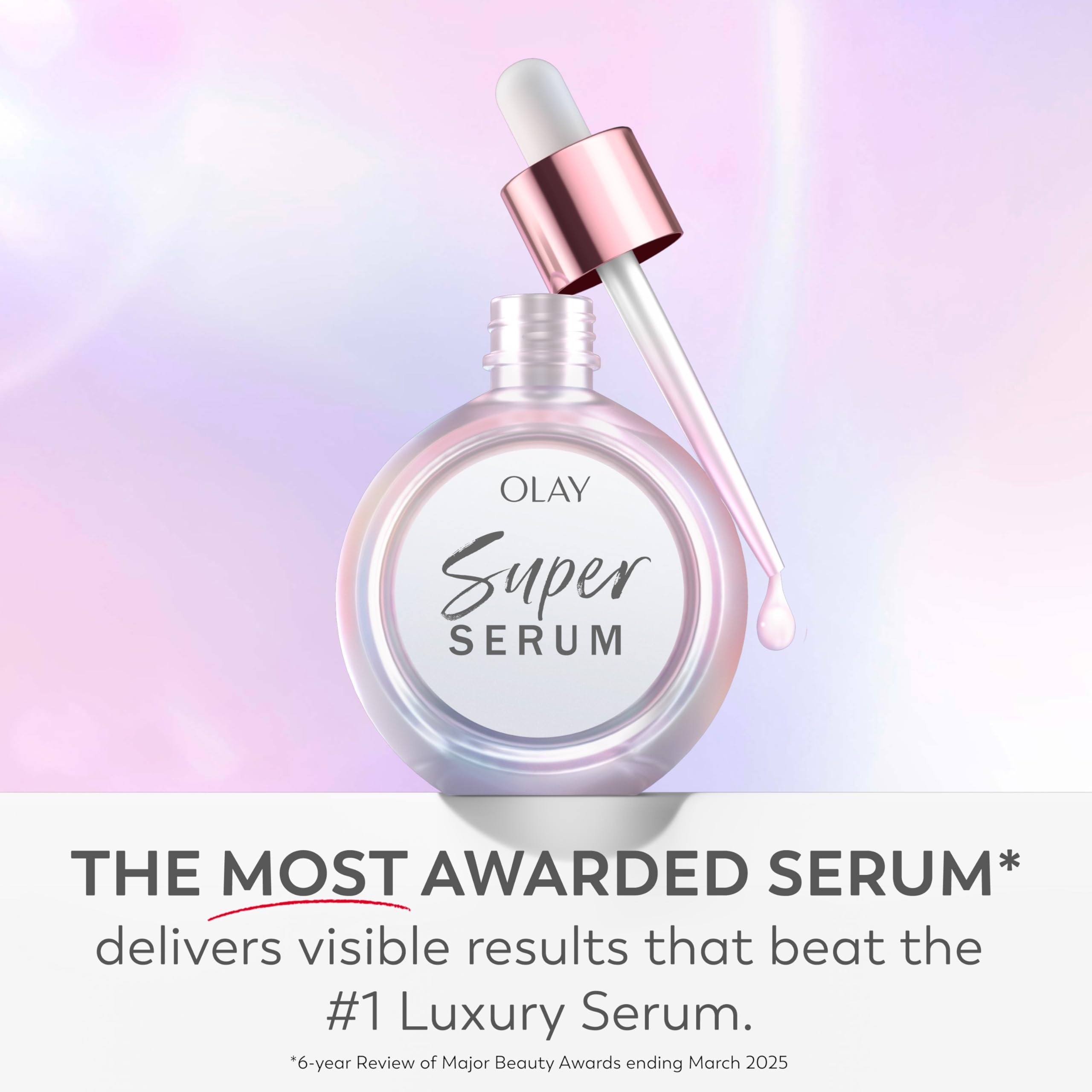 Olay Super Serum collagen peptide closeup suggests firmer, smoother skin