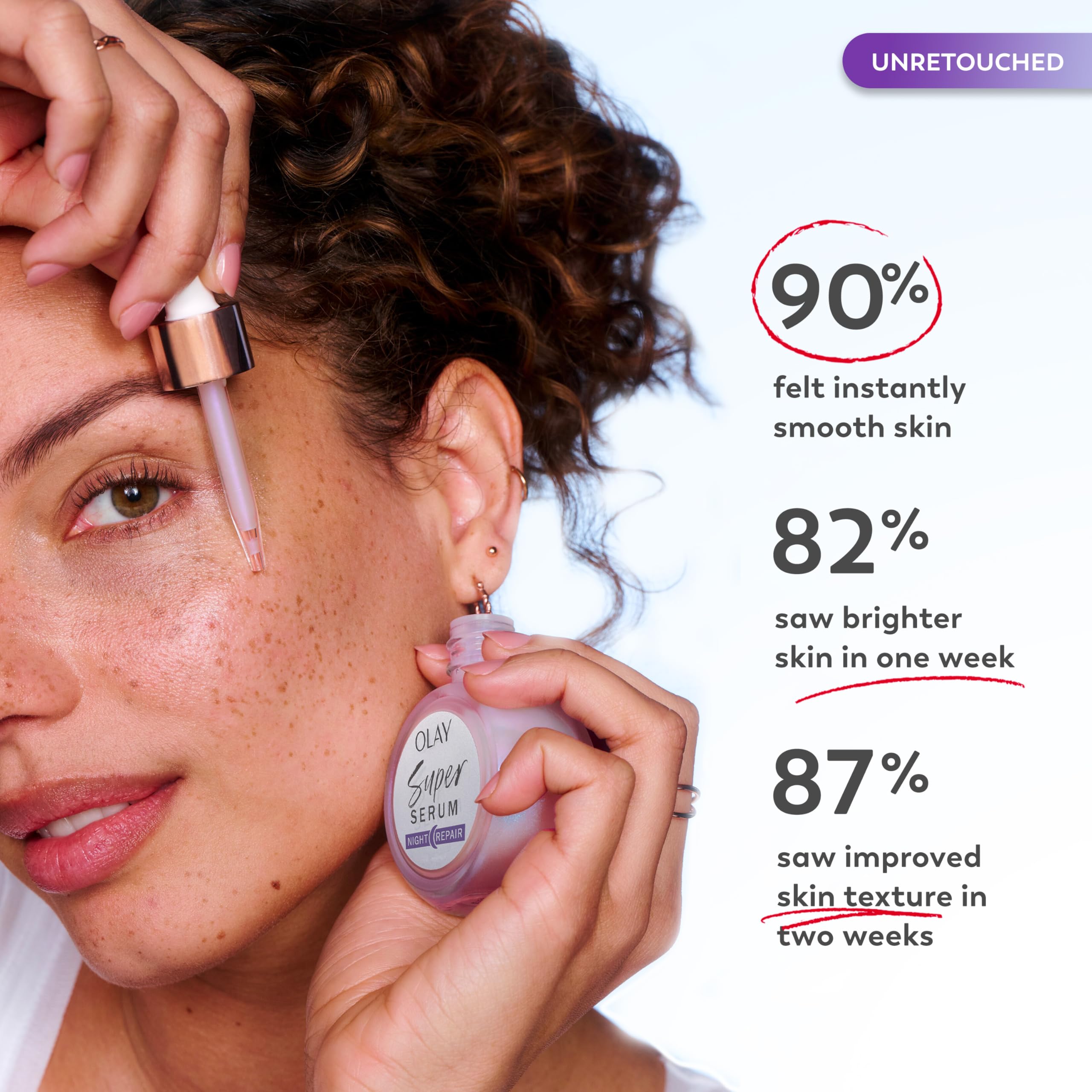 Olay Super Serum Night Repair texture application demonstrates quick absorption