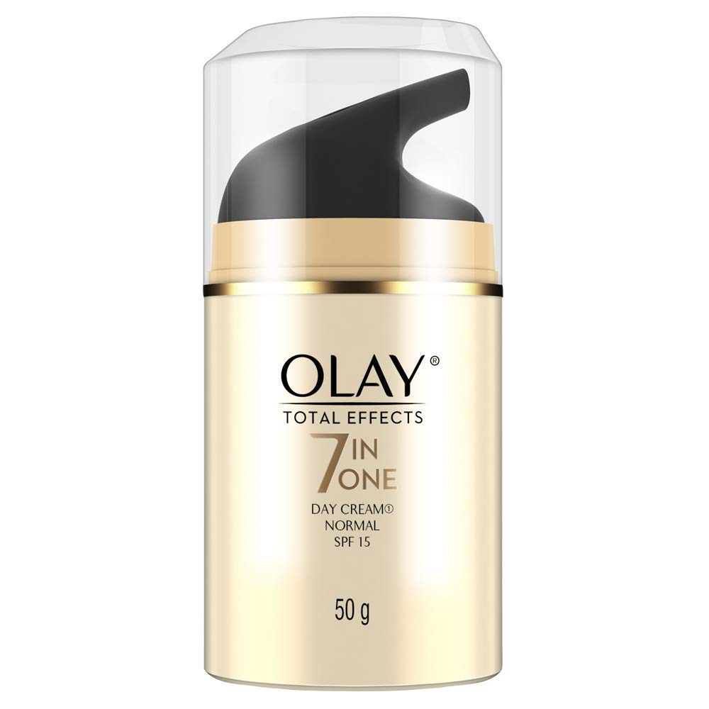 Olay Total Effects 7-in-1 Day Cream SPF 15 bottle with UV protection.