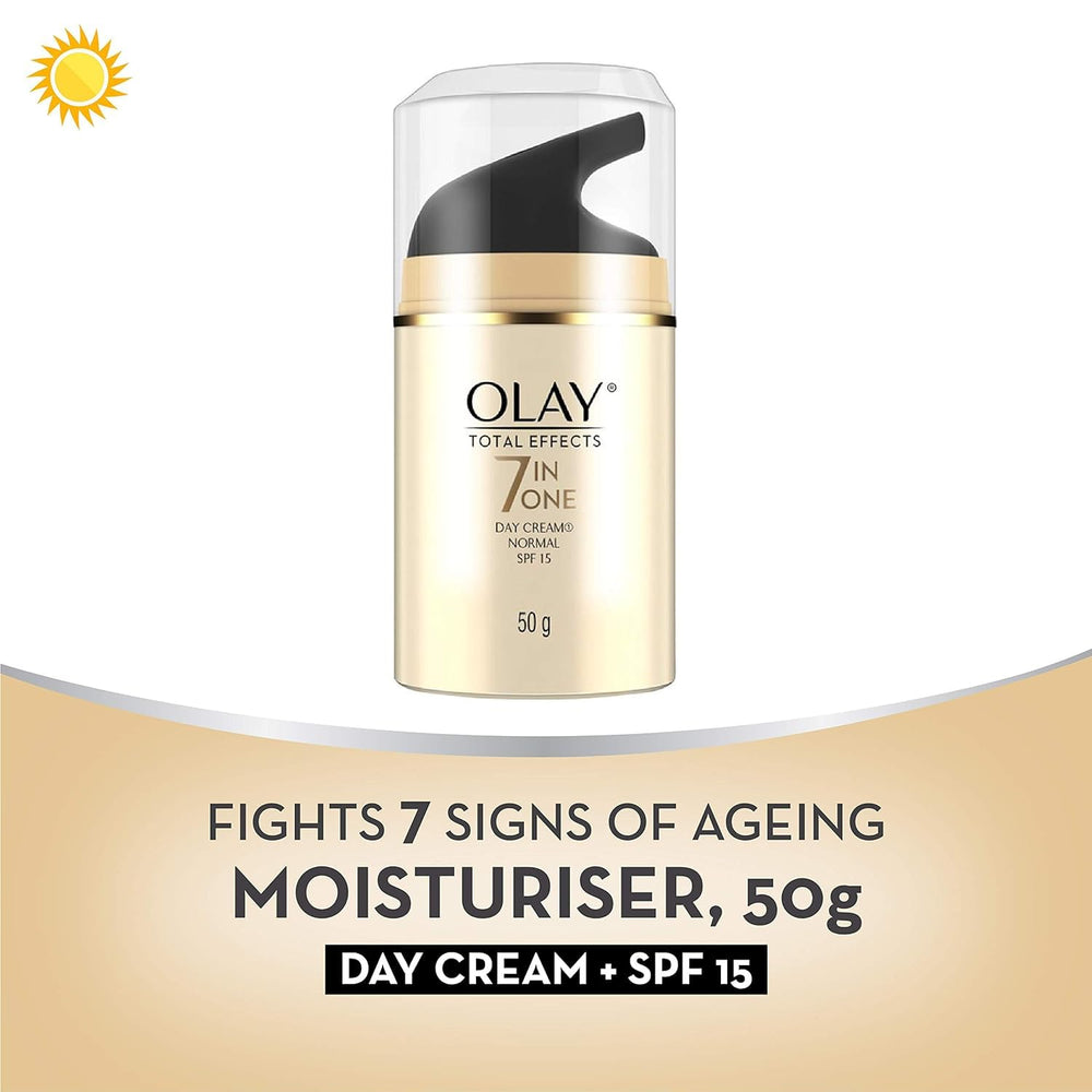 Olay Total Effects packaging highlighting 50 g size.
