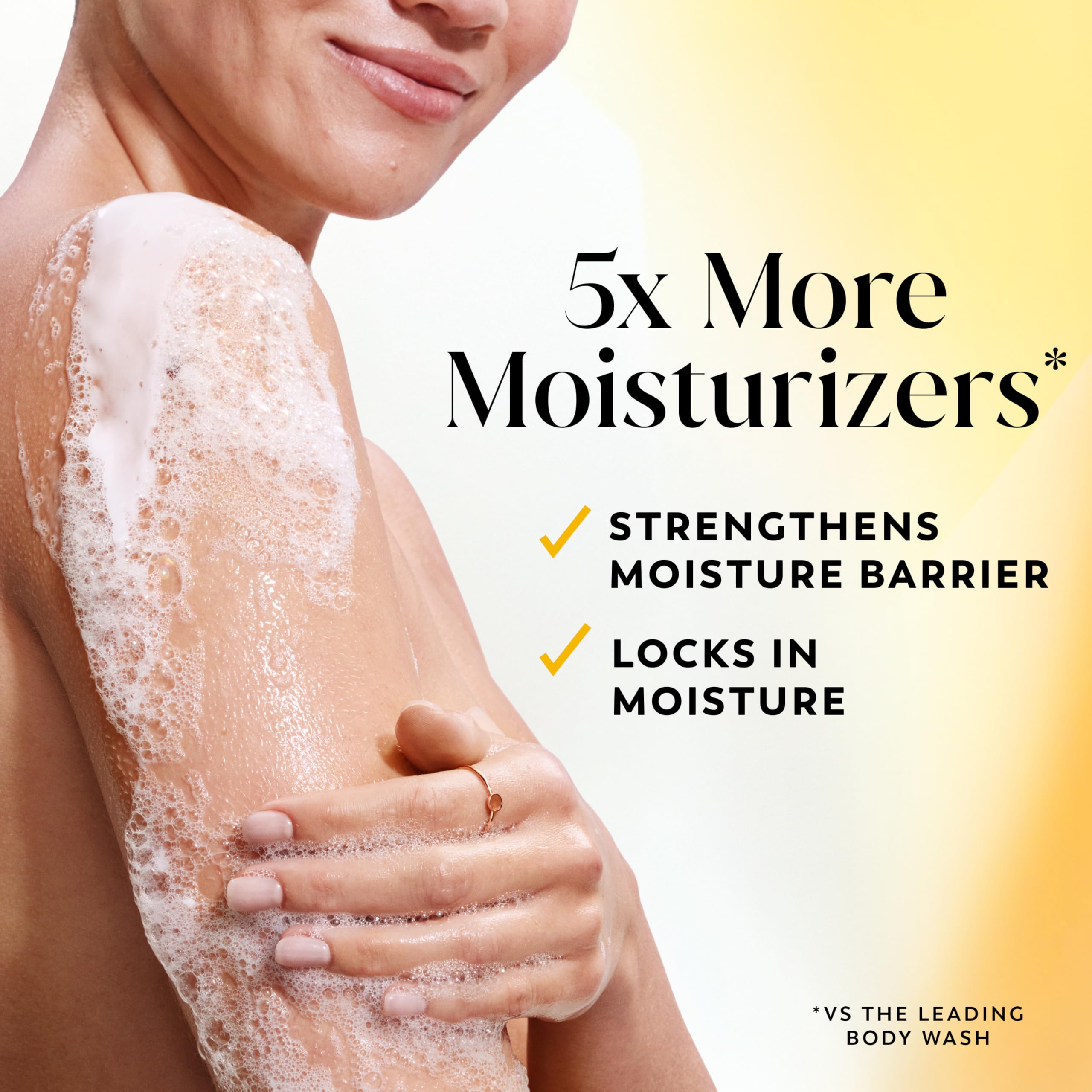 Olay Ultra Moisture bottle back view with ingredients and hydration notes