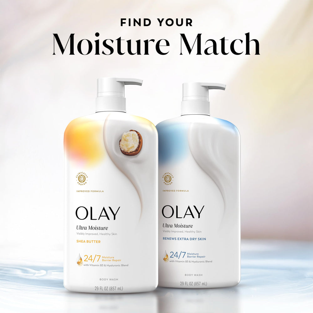 Olay Ultra Moisture packaging close-up highlighting Vitamin B3 and Hyaluronic blend