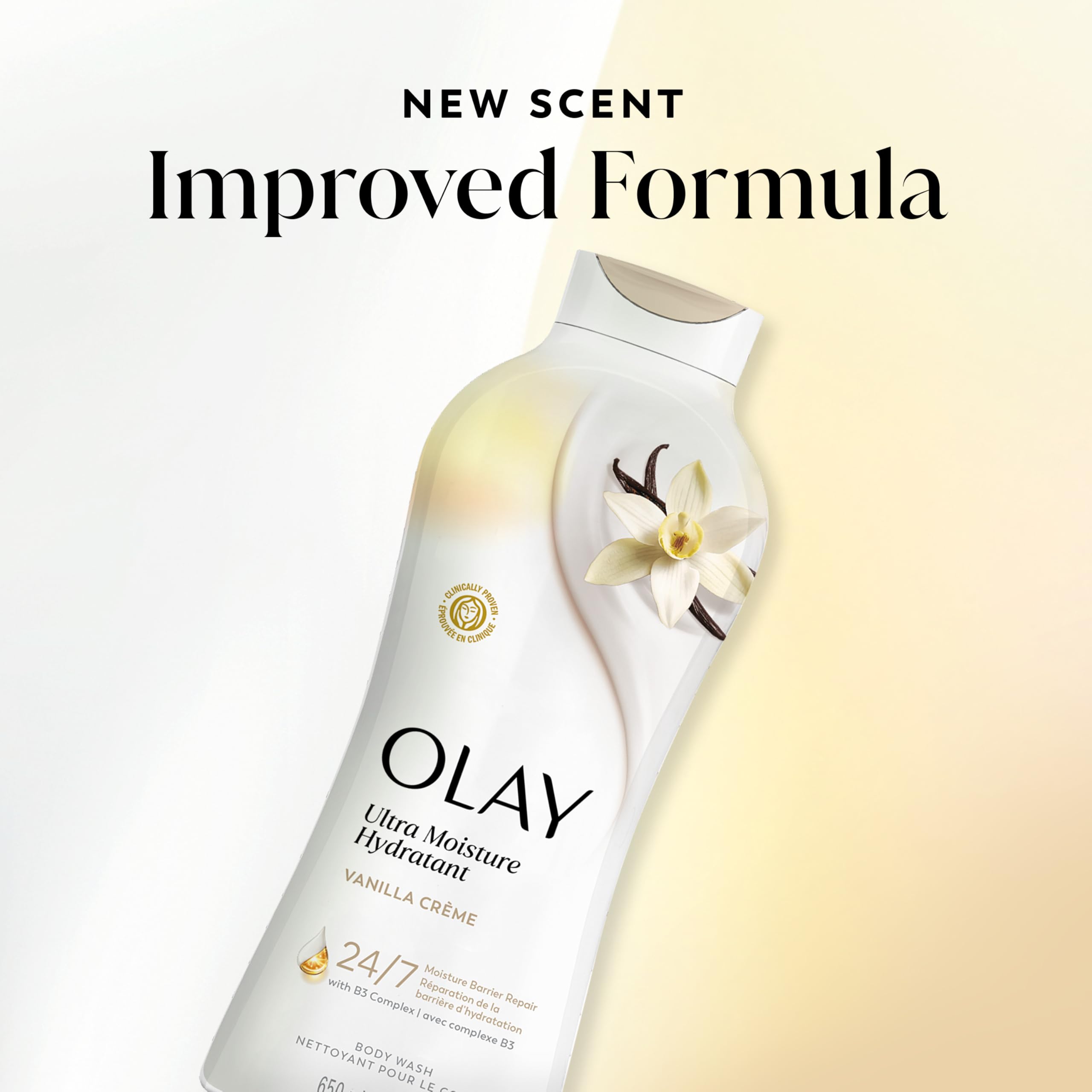 Soft-looking skin after using Olay Vanilla Creme body wash