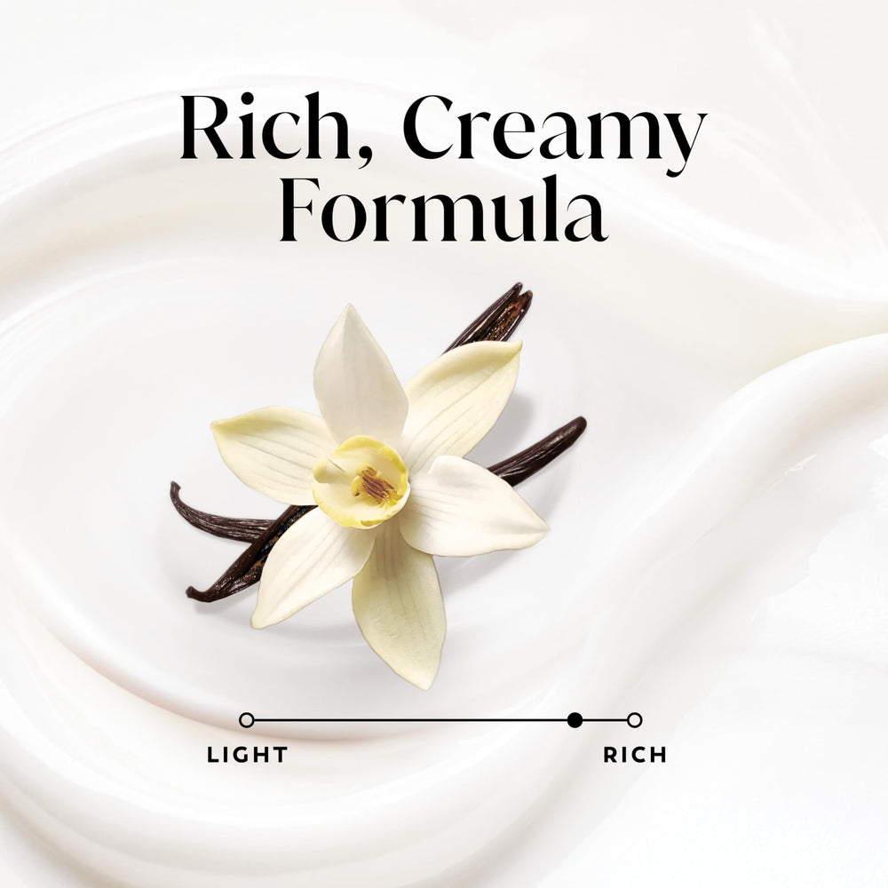 Vanilla Creme swirl on skin after cleansing with Olay body wash
