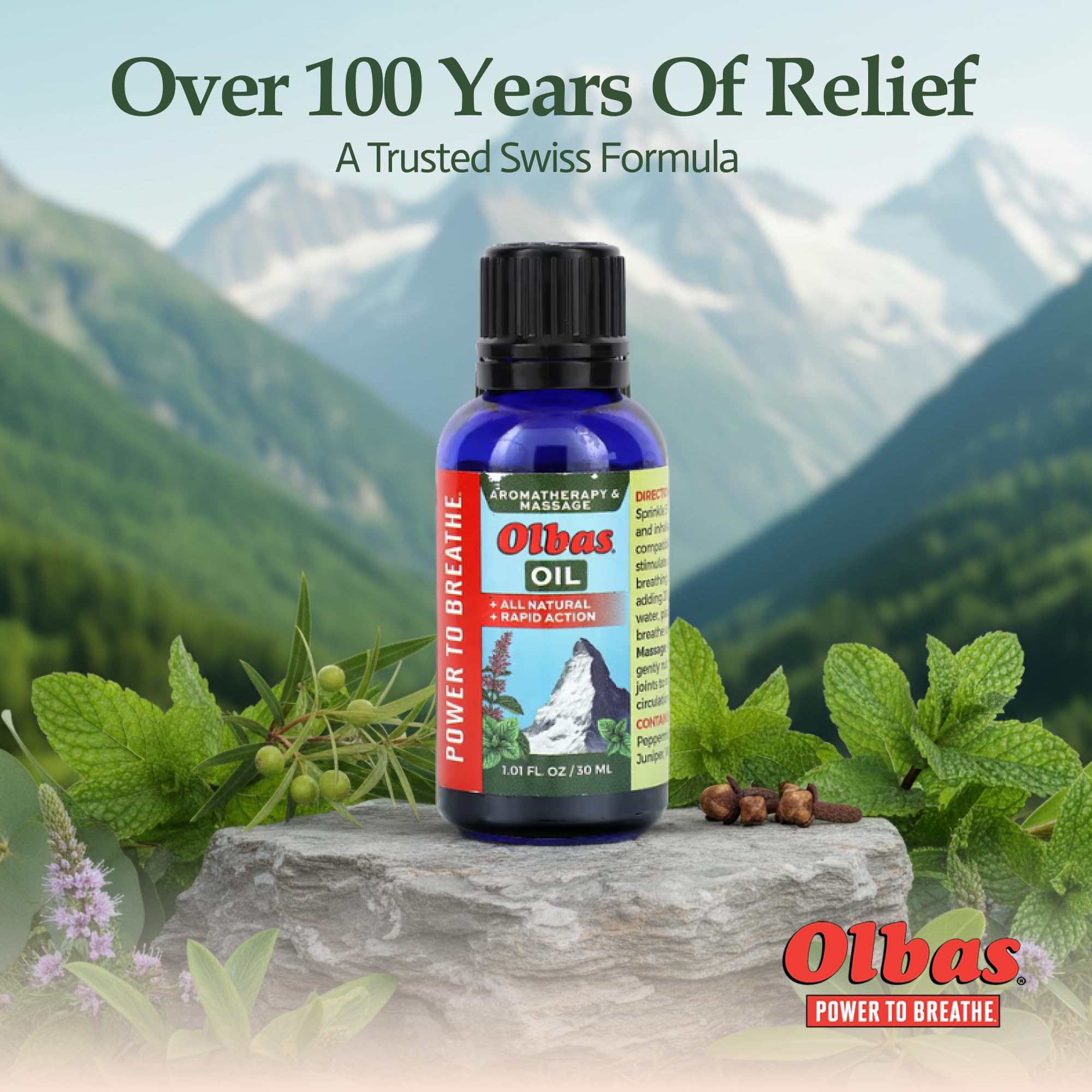 Olbas massage oil for inhalation providing quick comforting aroma.