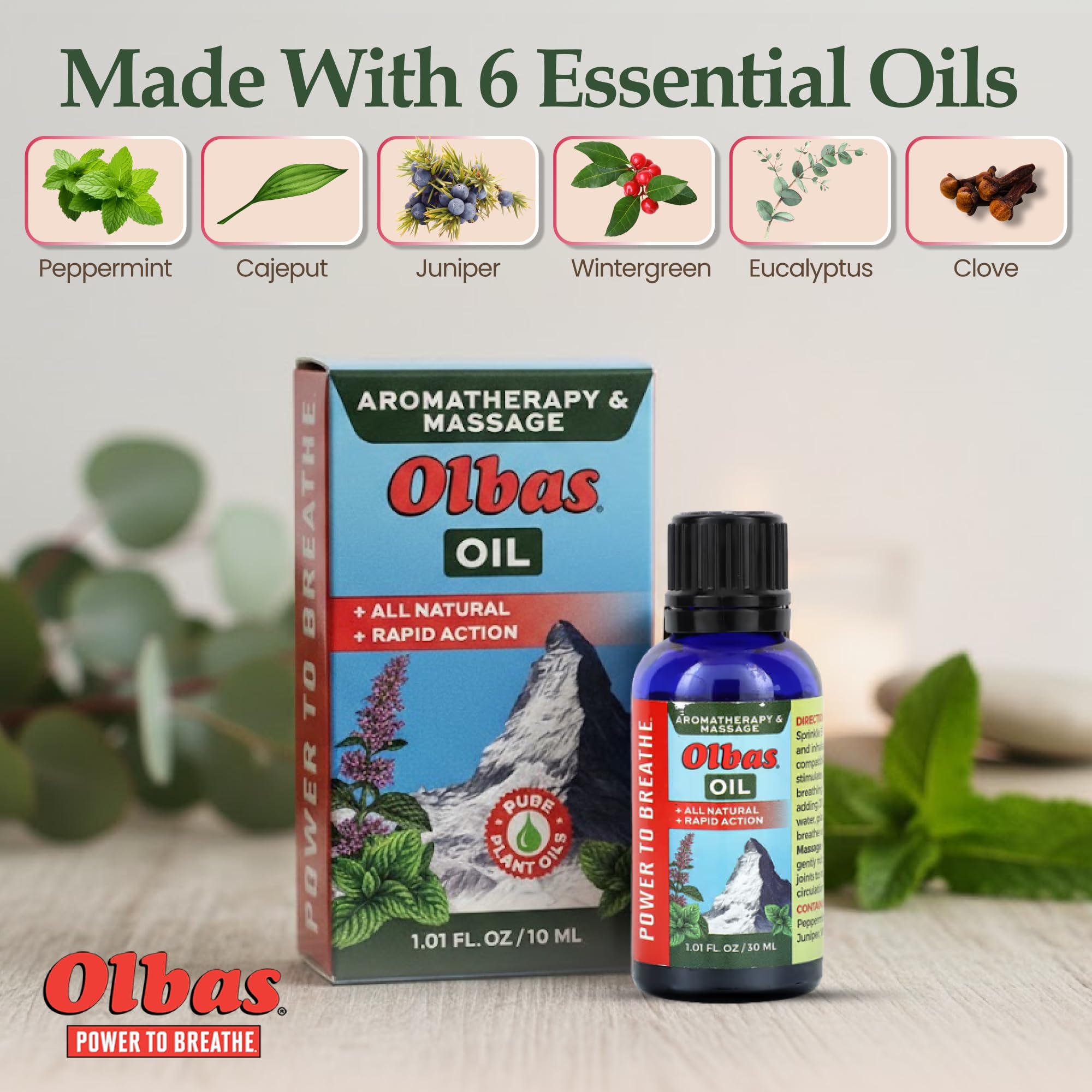 Olbas massage oil relaxing rub to soothe sore muscles.