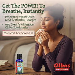 Olbas pure essential oils blend with eucalyptus for body relaxation.