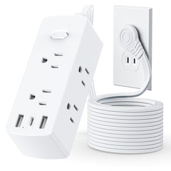 Olcorife flat plug power strip shown with slim profile saves space behind furniture