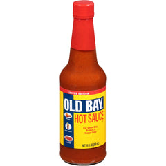 OLD BAY Hot Sauce bottle label highlights herb-spice blend for versatile flavor