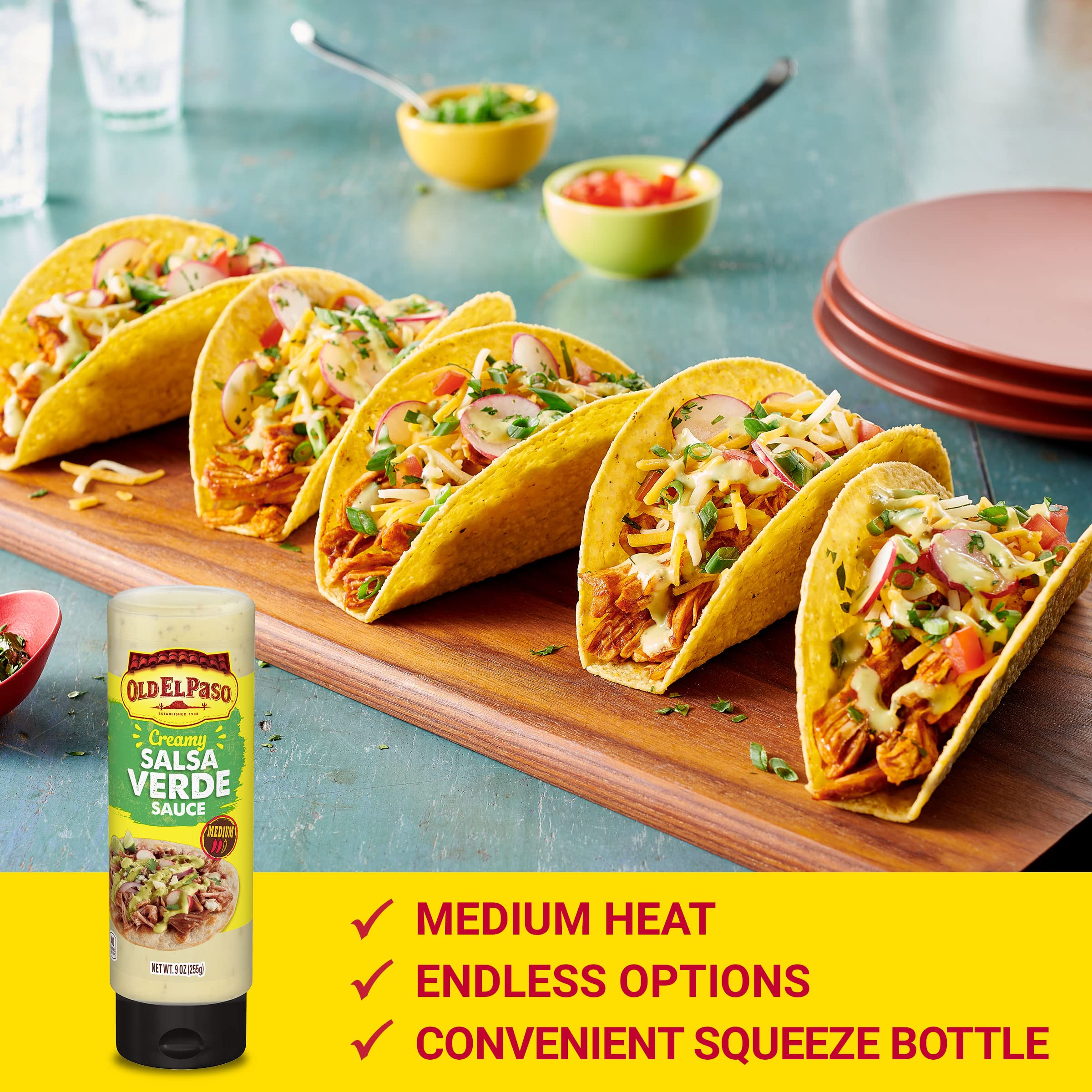 Old El Paso Creamy Salsa Verde doubles as a dressing for taco salads.