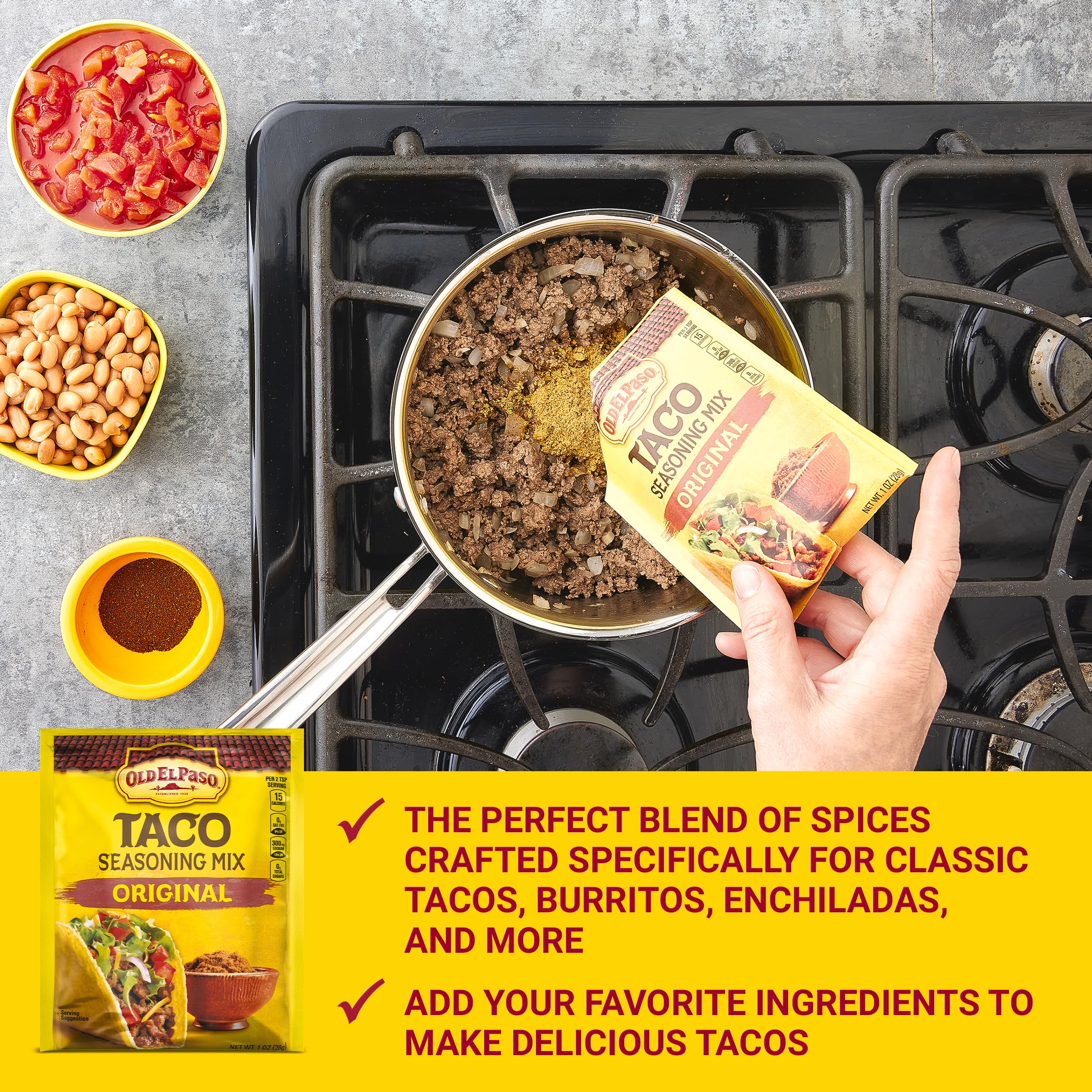 Old El Paso seasoning enhances dips and sides with zesty flavor.