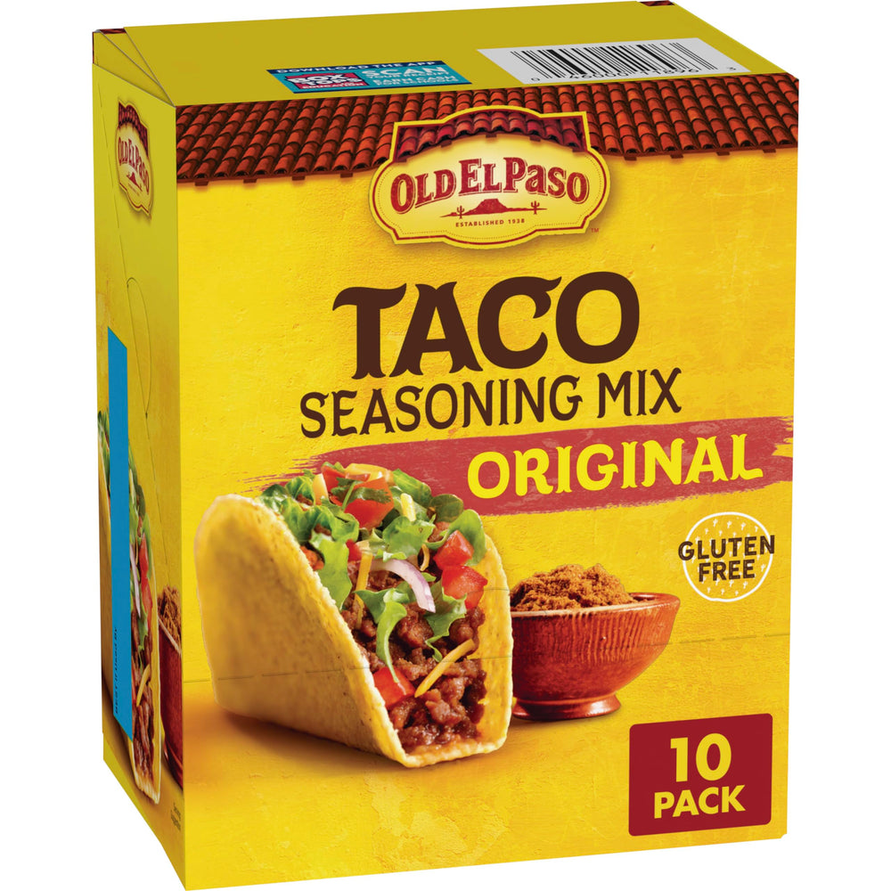 Old El Paso Original Taco Seasoning Mix in pantry for quick weeknight flavor.