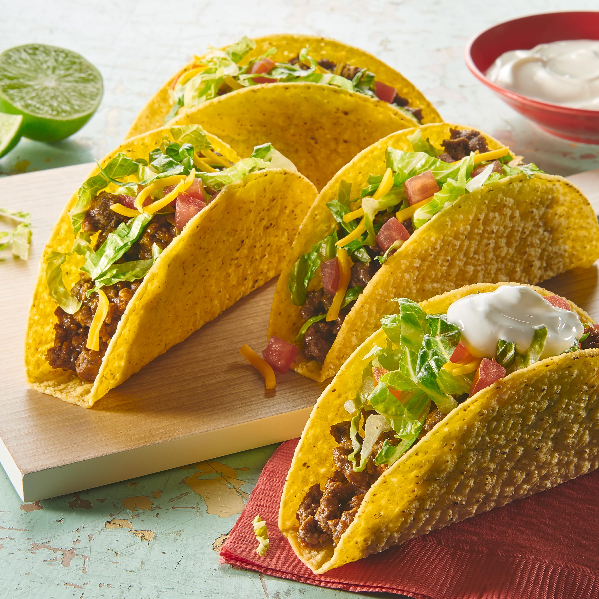 Old El Paso seasoning with Stand N Stuff shells for easy tacos.
