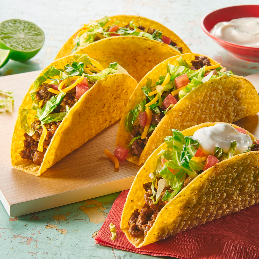 Old El Paso seasoning with Stand N Stuff shells for easy tacos.