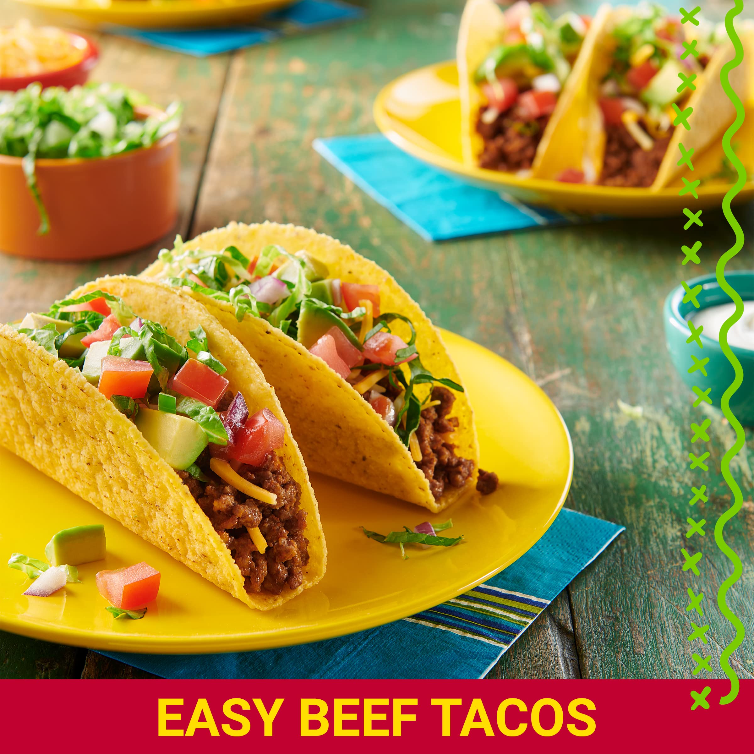 Old El Paso Mild Taco Sauce on enchiladas plate for family dinner