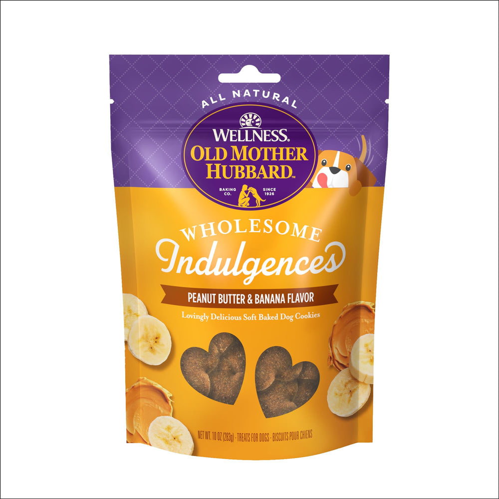 Old Mother Hubbard heart-shaped biscuits with visible inclusions, wholesome reward.