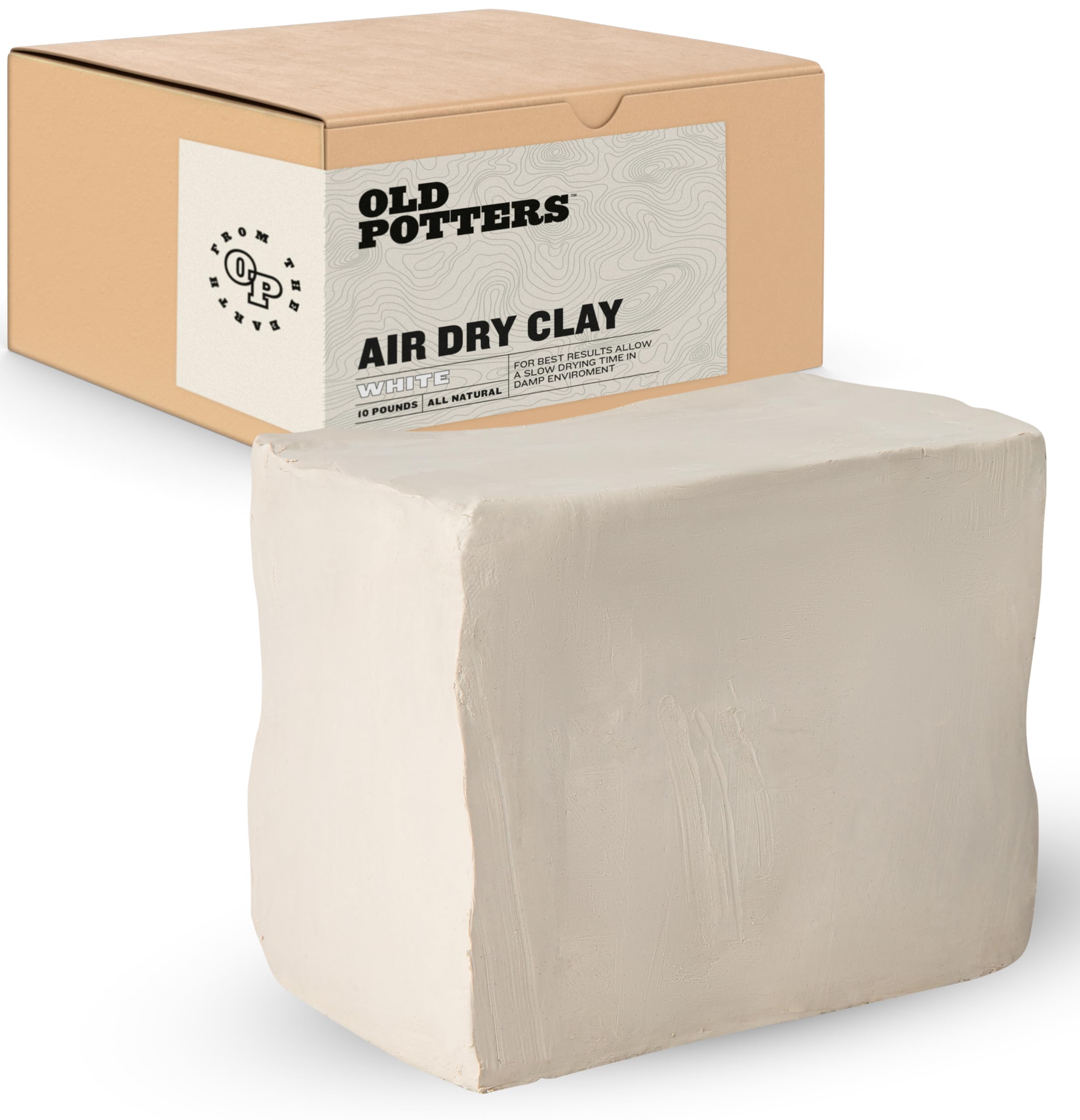 Old Potters air dry clay packaging close-up for easy starts.