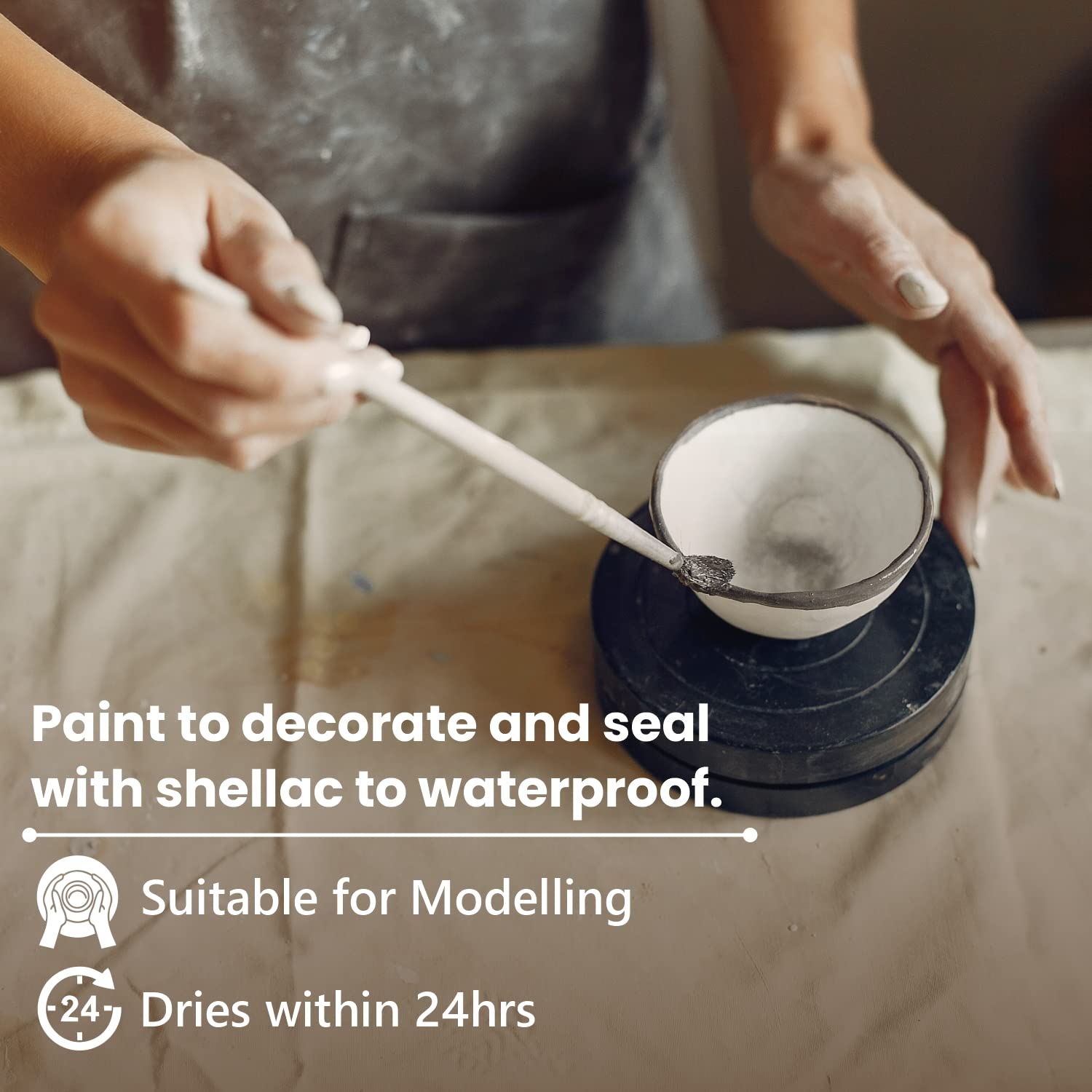 Old Potters white clay texture highlights detailed surface work.