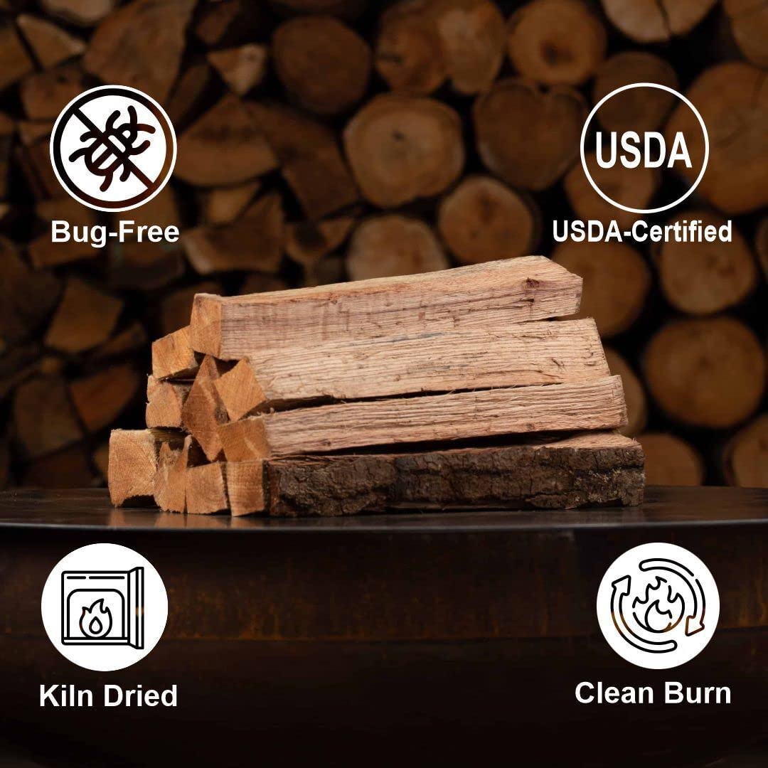Old Potters USA-made log bundle, consistent heat for outdoor cooking.