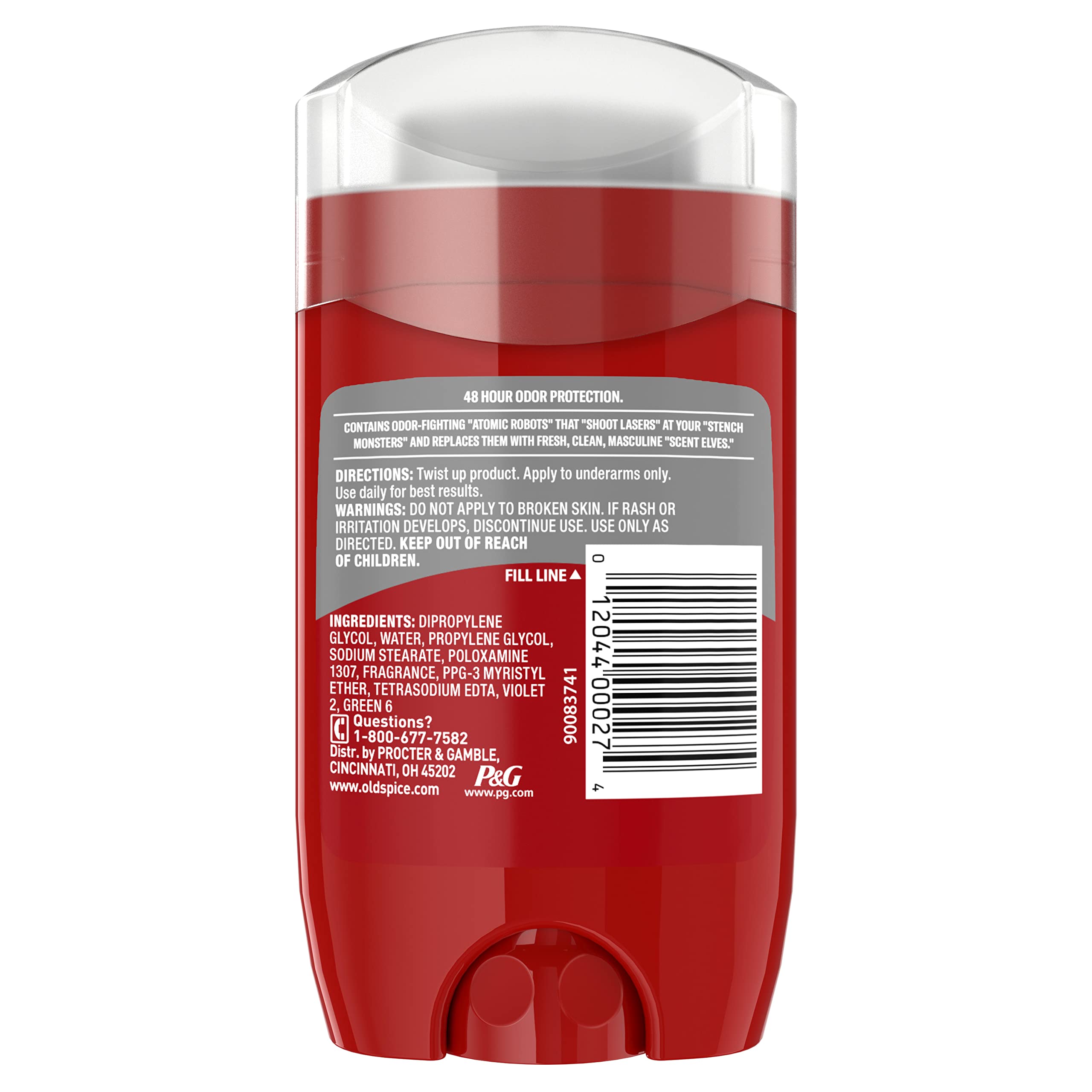 Old Spice 2.25 oz deodorant stick product image on countertop.