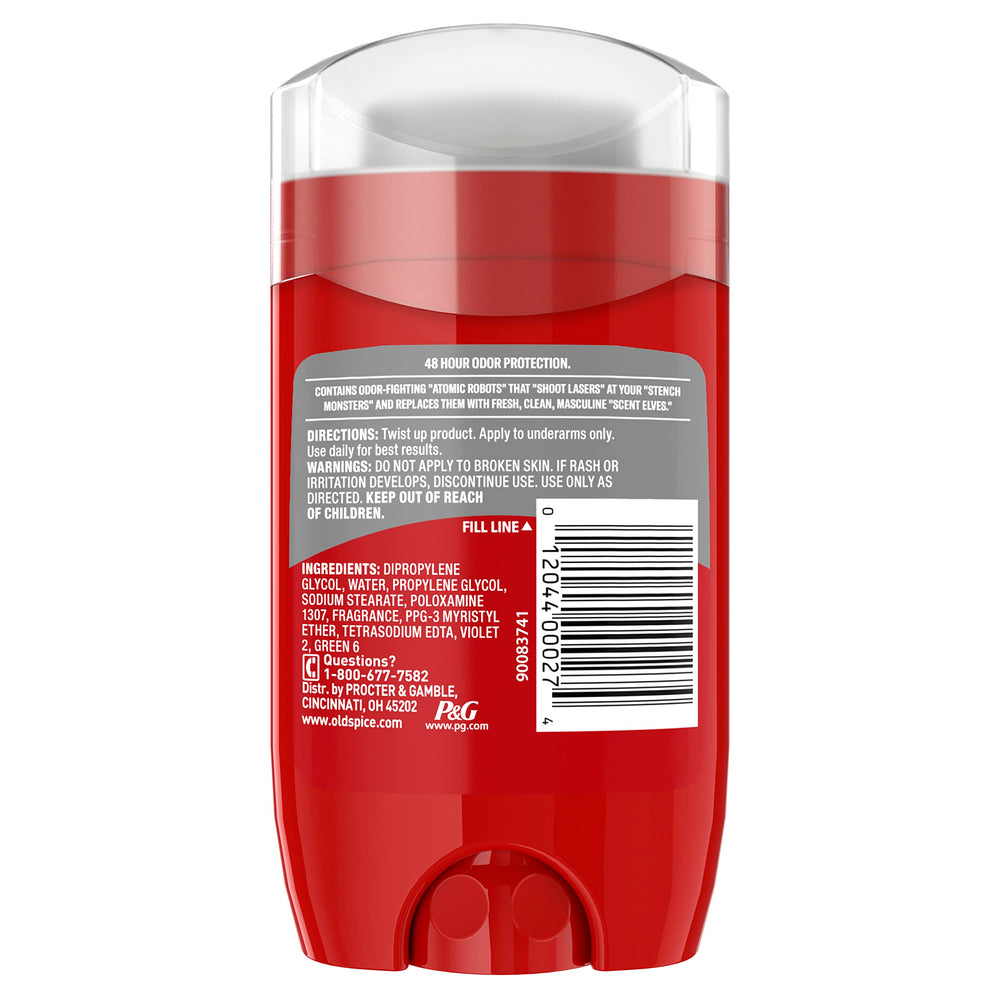 Old Spice 2.25 oz deodorant stick product image on countertop.