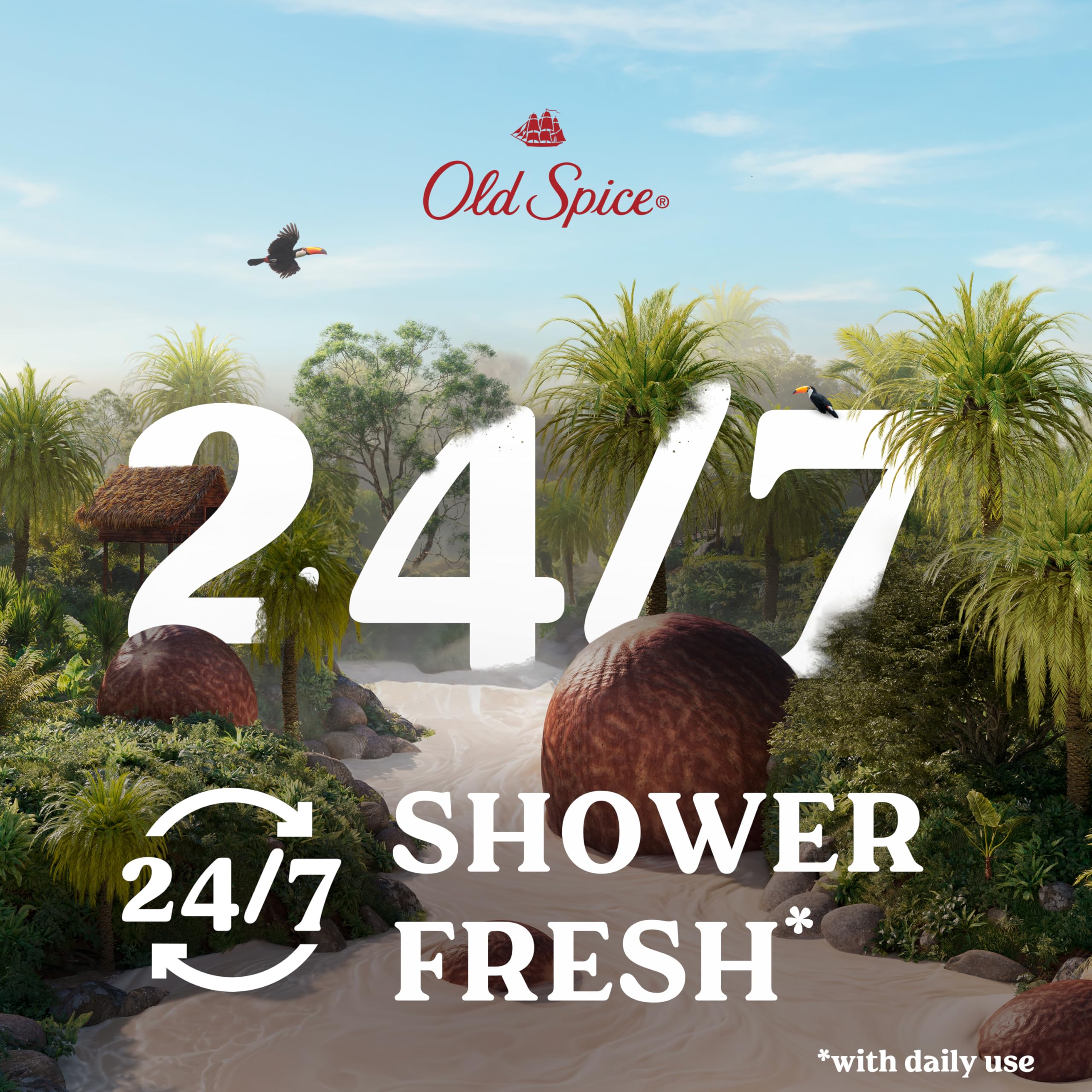 Old Spice 24-7 shower fresh scent—long-lasting fragrance throughout the day