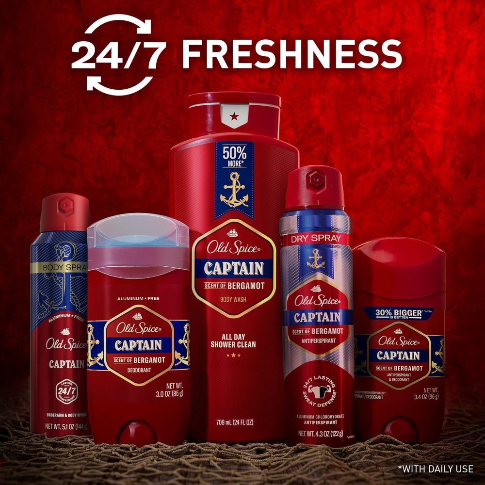 Old Spice 24/7 signature scent close-up hints versatile daily wear.