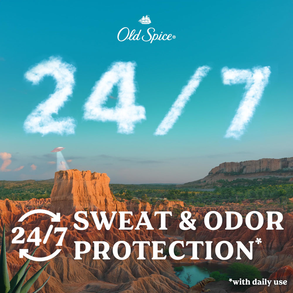 Old Spice 48-hour protection graphic hints reliable odor control through the day.