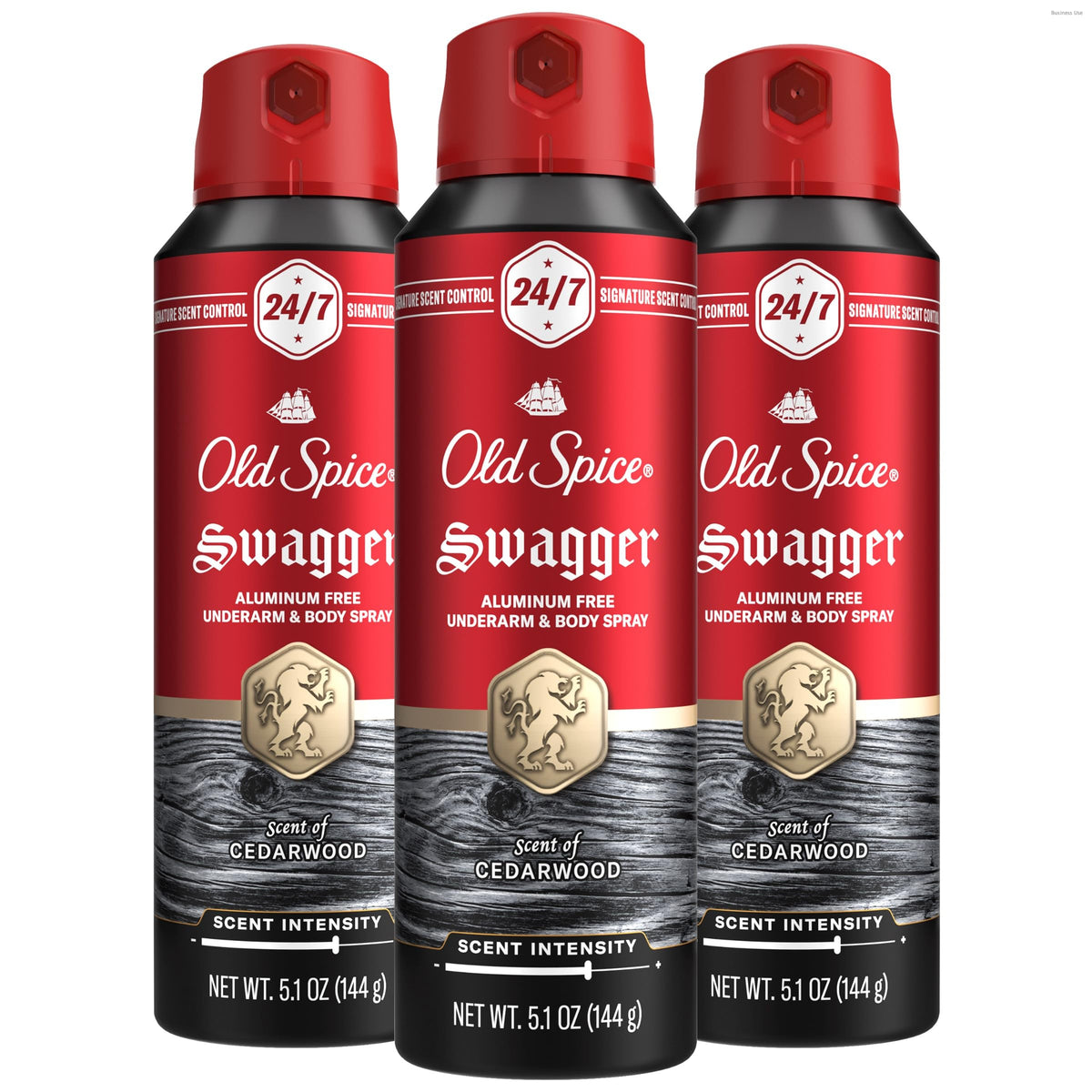 Old Spice aluminum-free body spray bottle with 24/7 signature scent and long-lasting freshness.