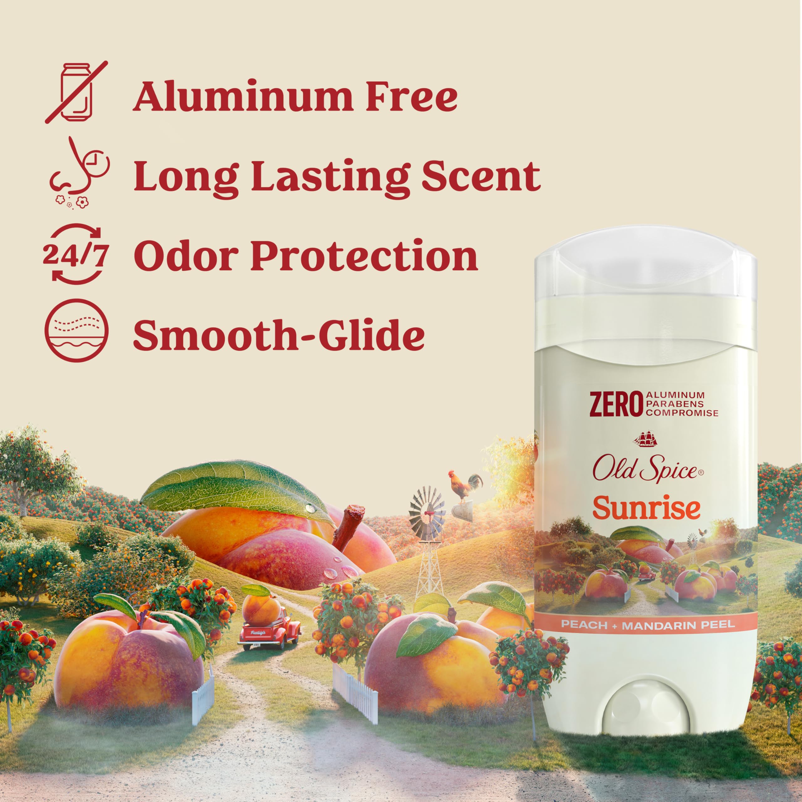 Close-up of Old Spice aluminum-free deodorant illustrating smooth glide for easy application.