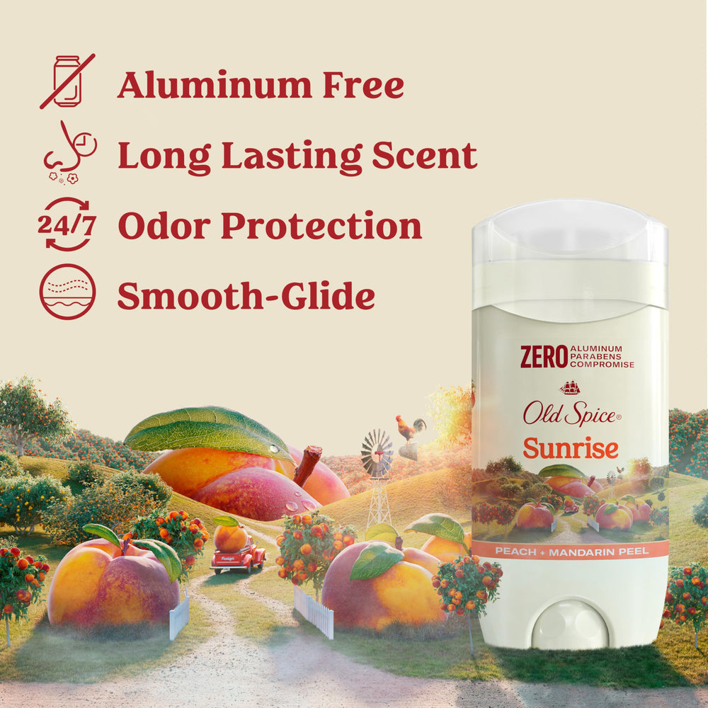 Close-up of Old Spice aluminum-free deodorant illustrating smooth glide for easy application.
