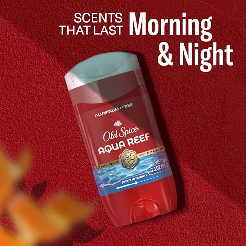 Old Spice Aqua Reef in-use by gym bag suggests all-day odor protection.