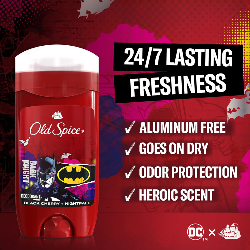 Old Spice Batman packaging highlighting limited edition DC branding.