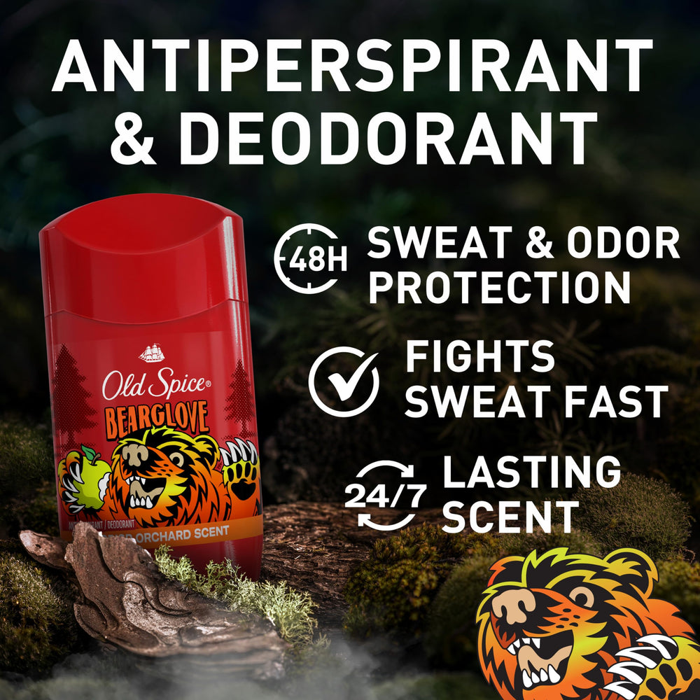 Old Spice Bearglove invisible solid keeps underarms dry without white residue.