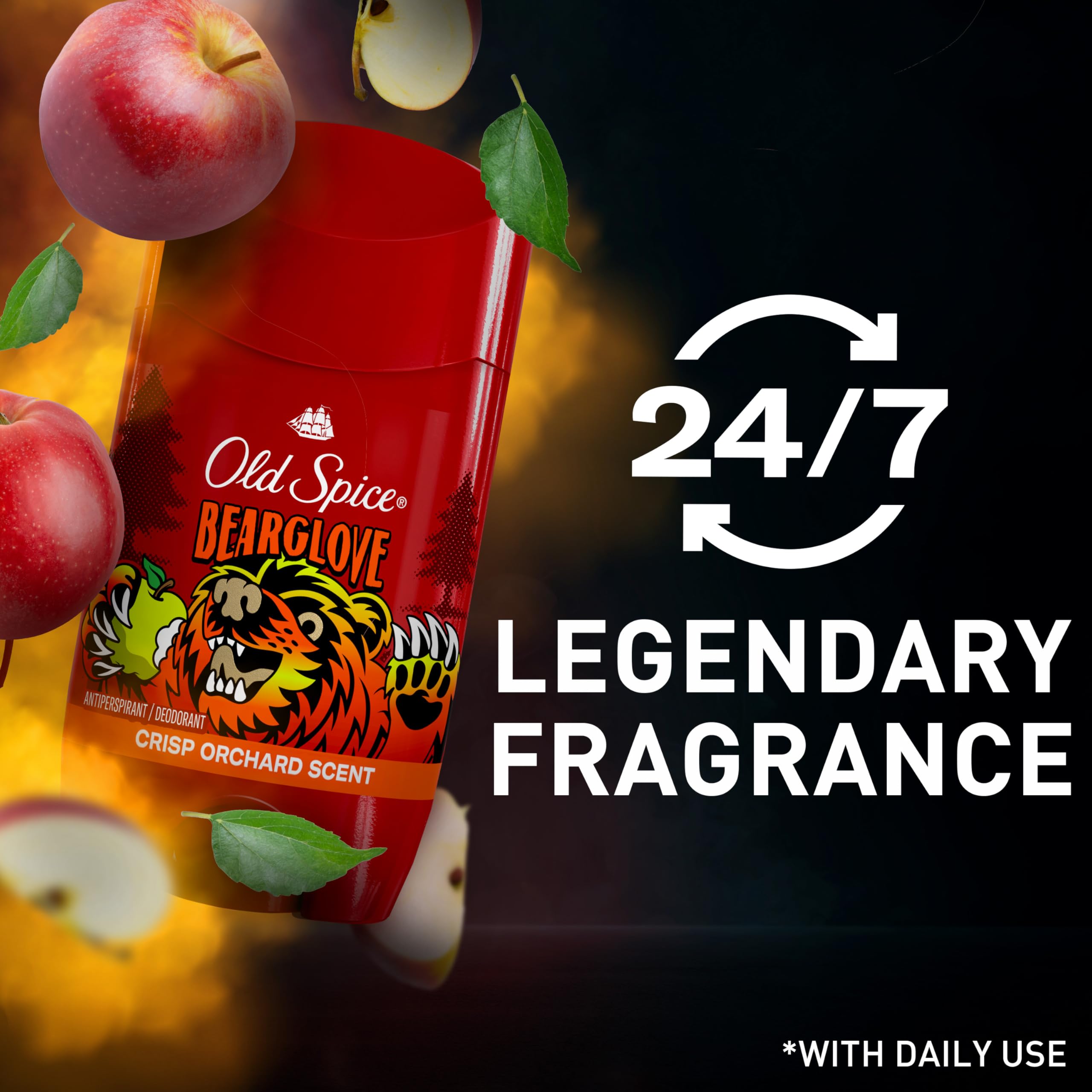 Old Spice Bearglove packaging showcases a sleek invisible solid stick.