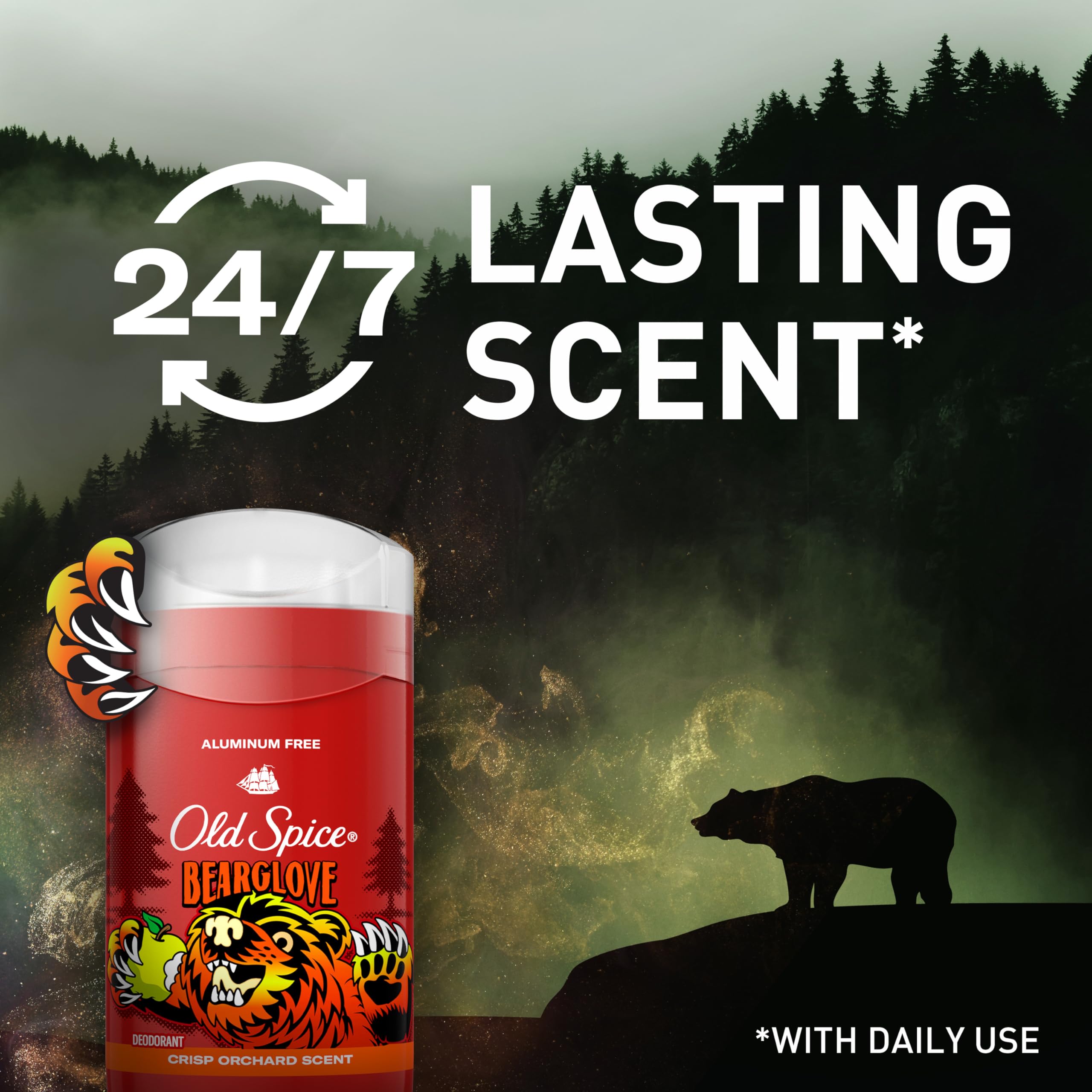 Old Spice Bearglove scent profile with apple and citrus notes