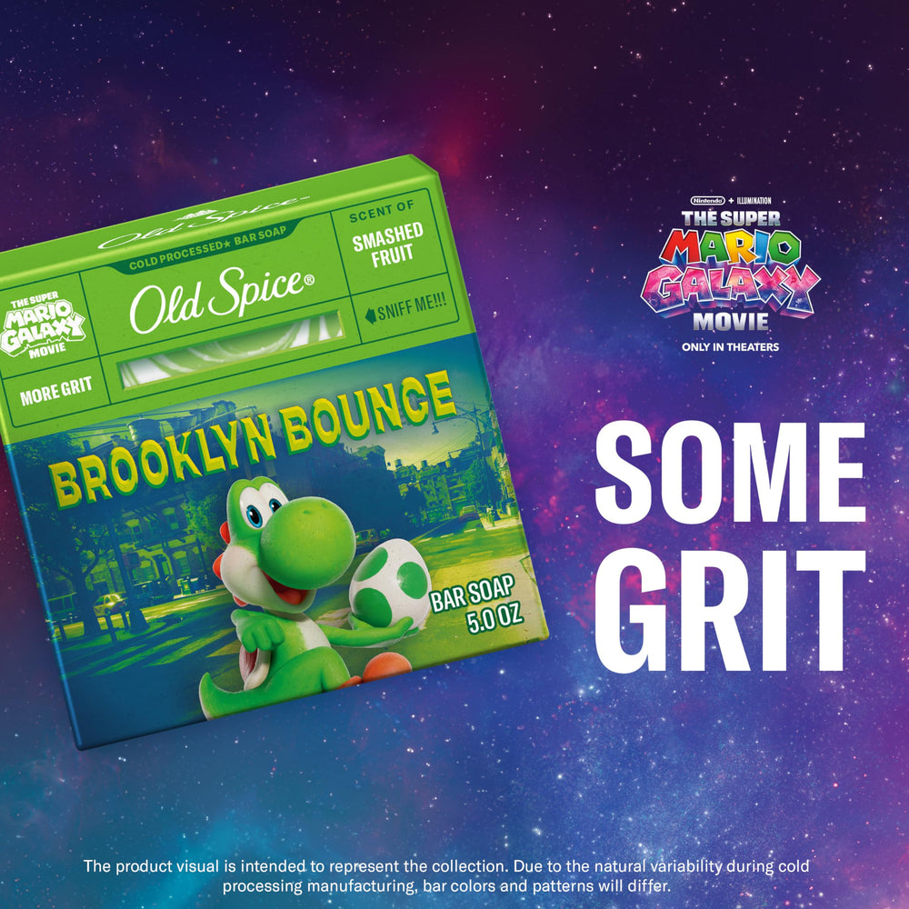 Old Spice Brooklyn Bounce bar soap using plant-based cleansers for eco-friendly use.