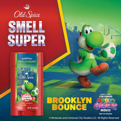 Old Spice Brooklyn Bounce deodorant stick cap detail emphasizing Smashed Fruit scent.